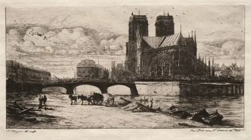 Etchings of Paris:  The Apsis of the Cathedral of Notre Dame, by Charles Meryon