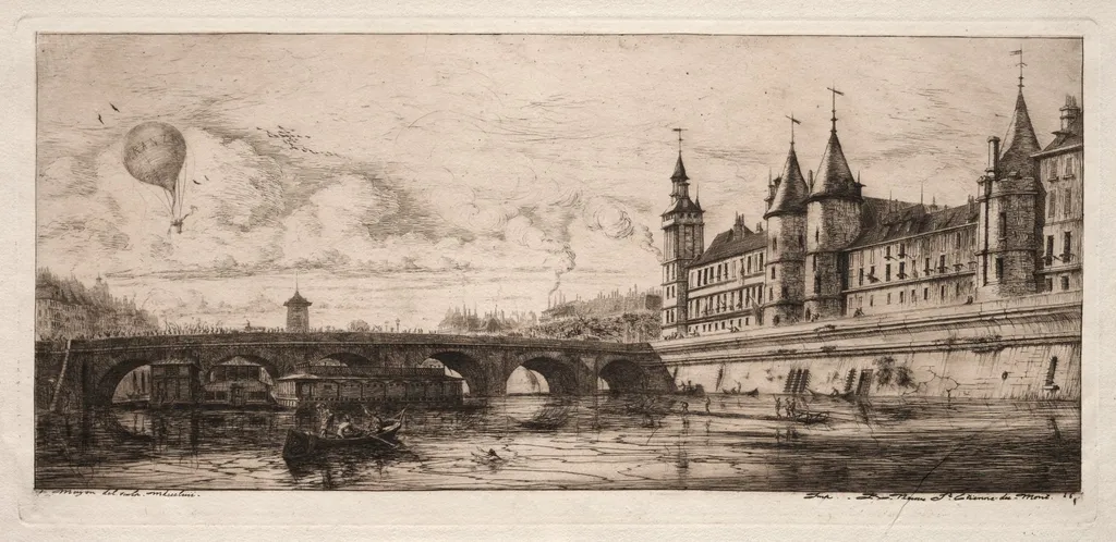 Etchings of Paris: The Exchange Bridge, by Charles Meryon, 1854
