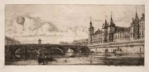 Etchings of Paris:  The Exchange Bridge, by Charles Meryon