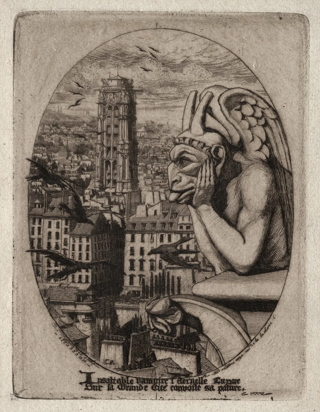 Etchings of Paris: The Gargoyle, by Charles Meryon, 1853