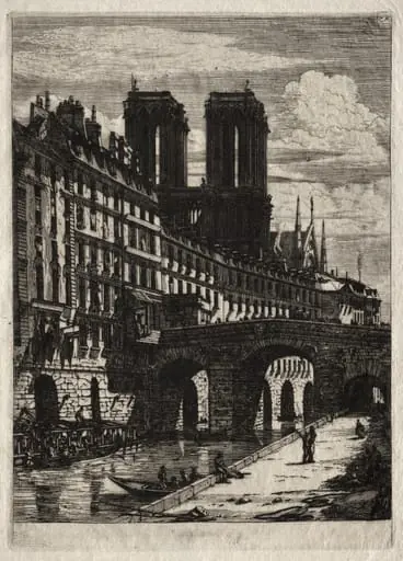 Etchings of Paris:  The Little Bridge, by Charles Meryon