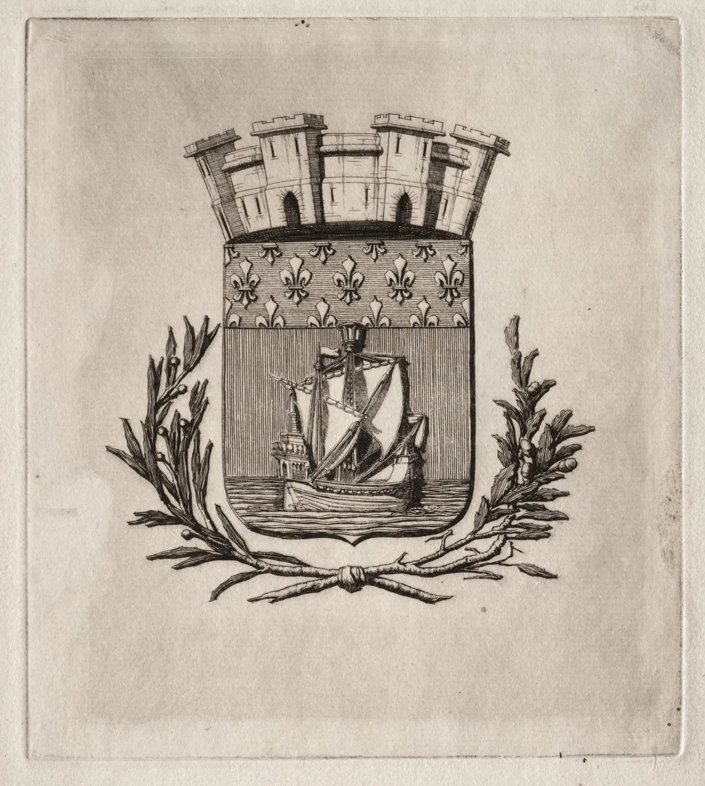 Etchings of Paris: The Symbolical Arms of the City of Paris, by Charles Meryon, 1854