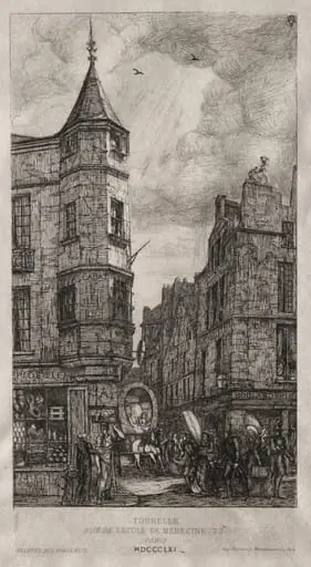 House with a Turret, No. 22 Street of the School of Medicine, by Charles Meryon