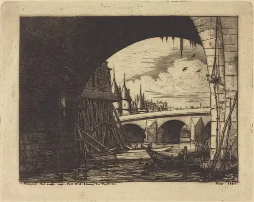 L'arche du Pont Notre-Dame, Paris (An Arch of the Notre-Dame Bridge, Paris), by Charles Meryon
