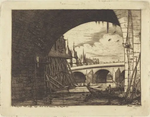 L'arche du Pont Notre-Dame, Paris (An Arch of the Notre-Dame Bridge, Paris), by Charles Meryon