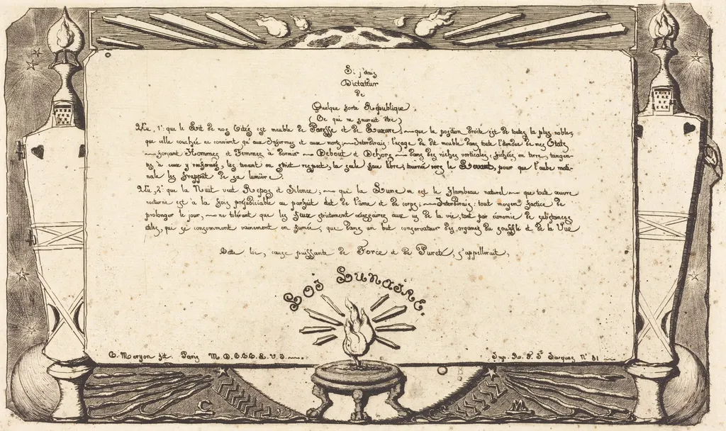 La Loi lunaire, 1er planche ("Lunar" Law, 1st plate), by Charles Meryon, ink, 1856