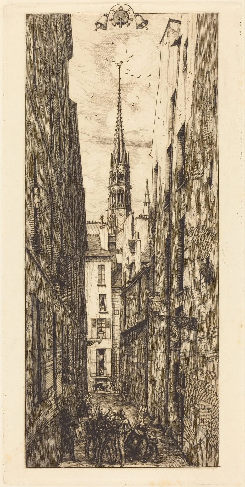 La Rue des Chantres, Paris (Chantrey Street, Paris), by Charles Meryon, ink, 1862