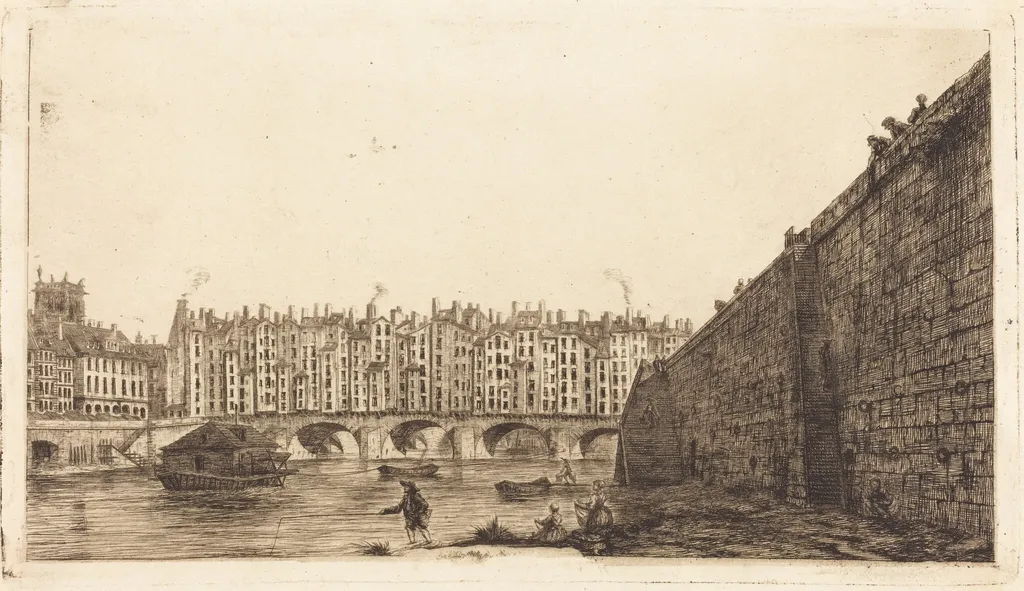 Le Pont-au-Change, Paris, vers 1784, by Charles Meryon, ink, 1855