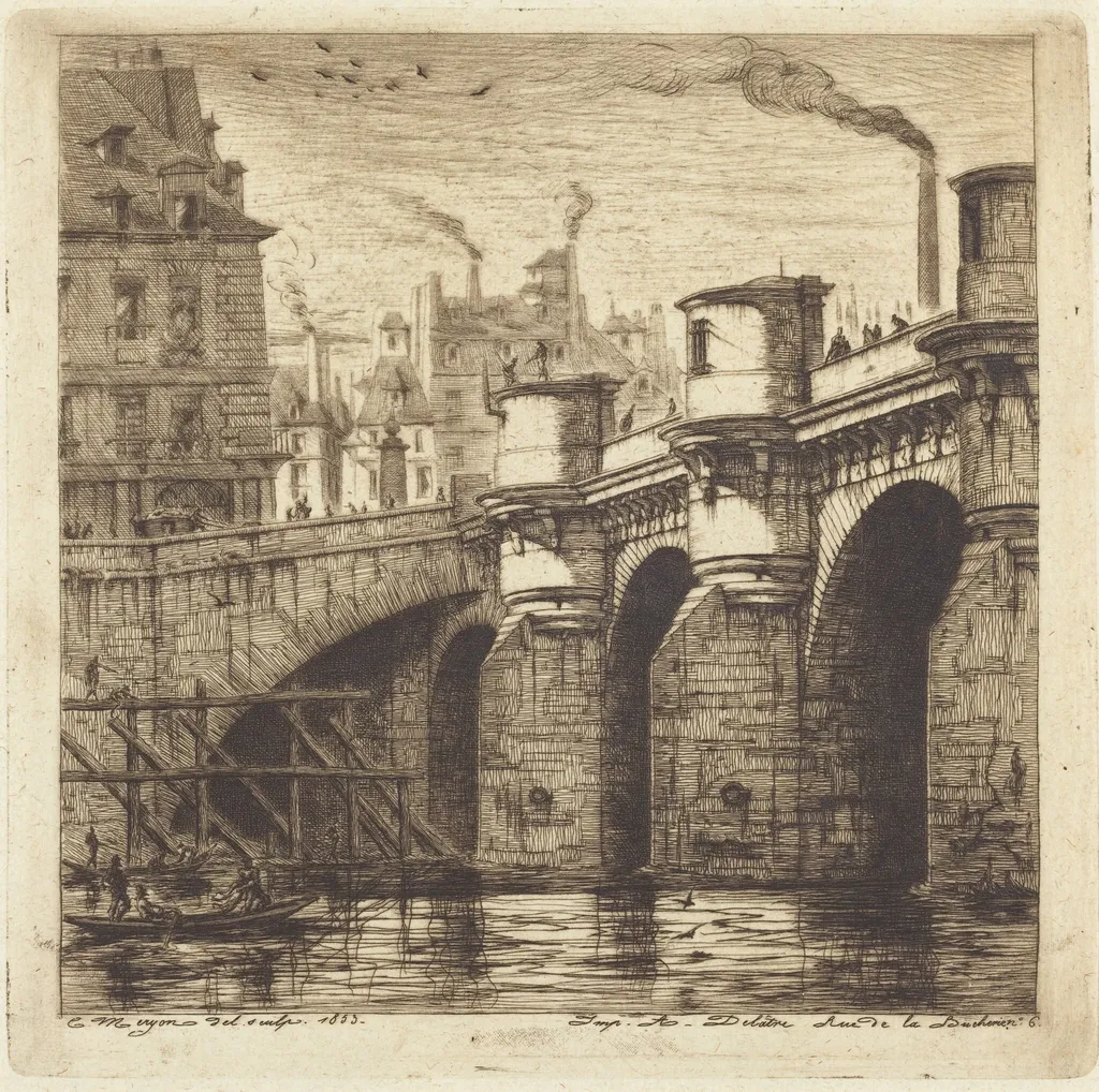 Le Pont-Neuf, Paris, by Charles Meryon, ink, 1853