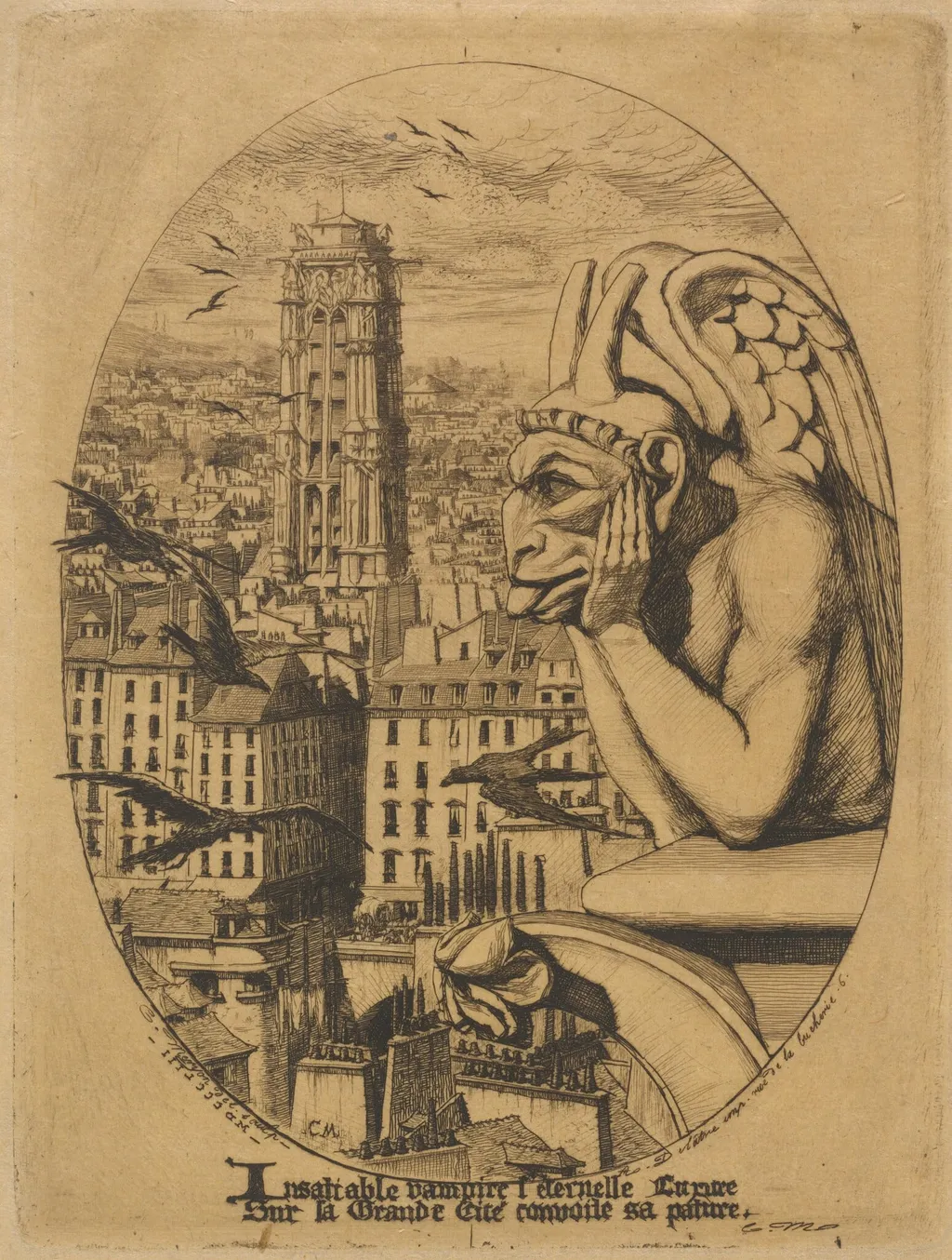 Le stryge (The Vampire), by Charles Meryon, ink, 1853