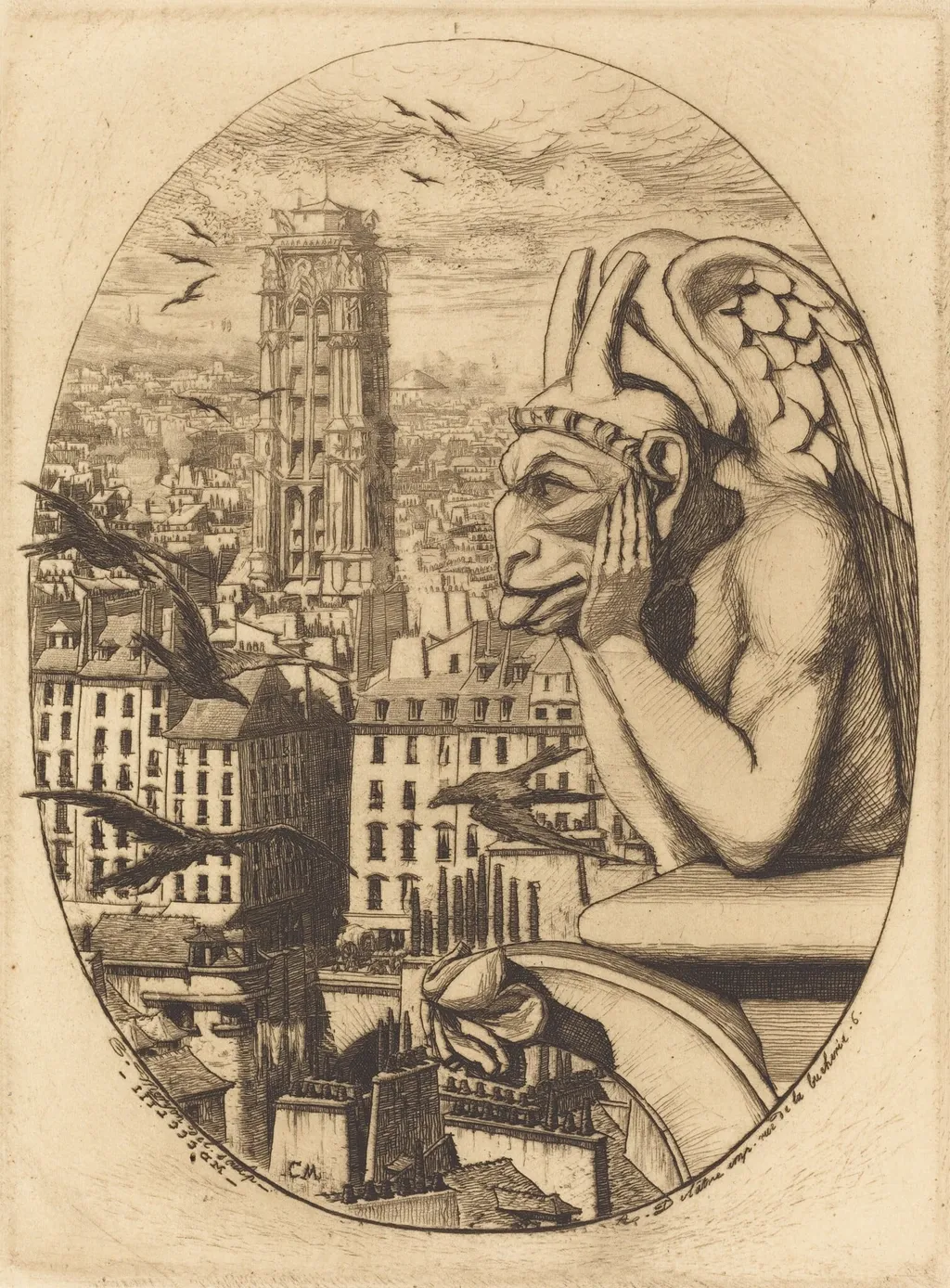 Le stryge (The Vampire), by Charles Meryon, ink, 1853