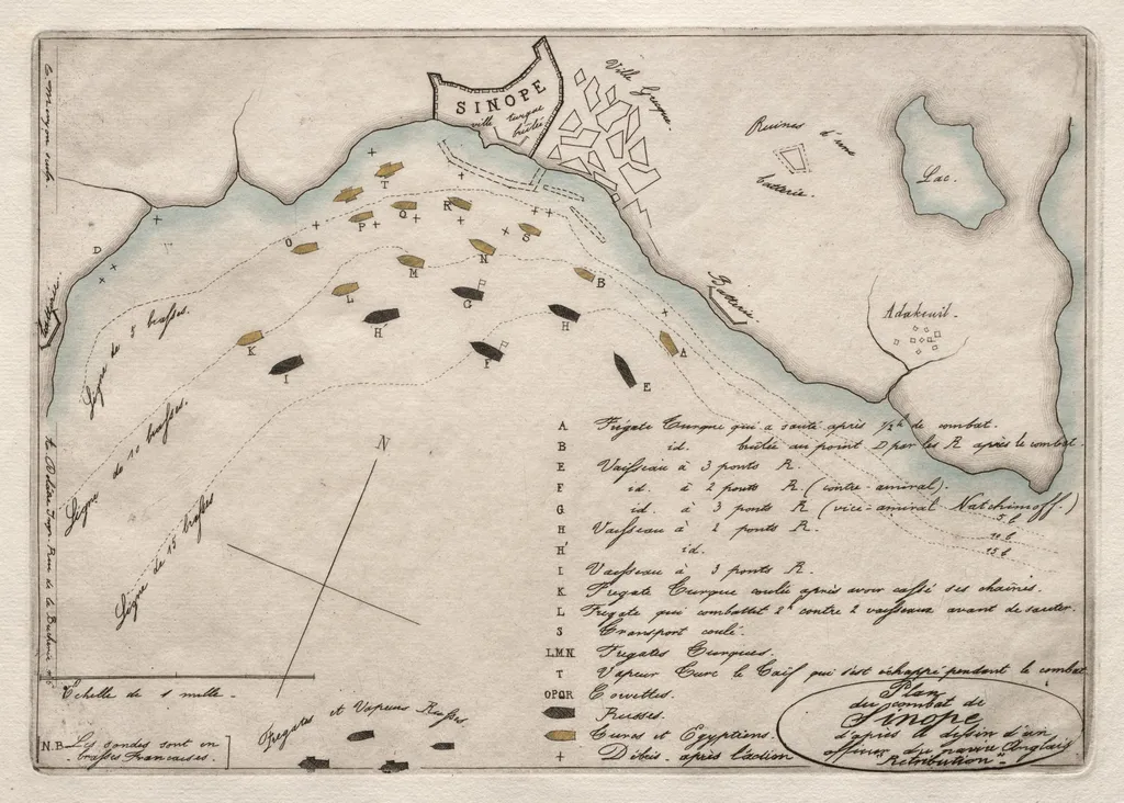 Map of the Battle of Sinope, by Charles Meryon, 1853
