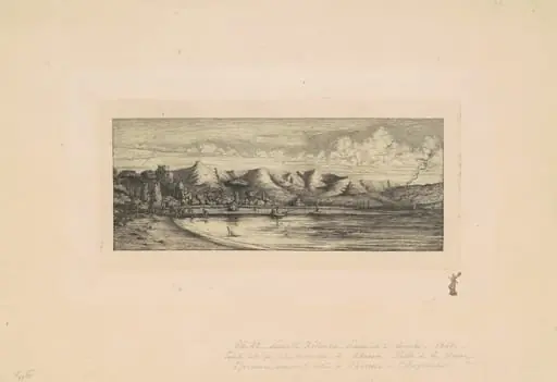 Nouvelle Zélande, Presqu'ile de Banks (View of Collier's Point, New Zealand), by Charles Meryon