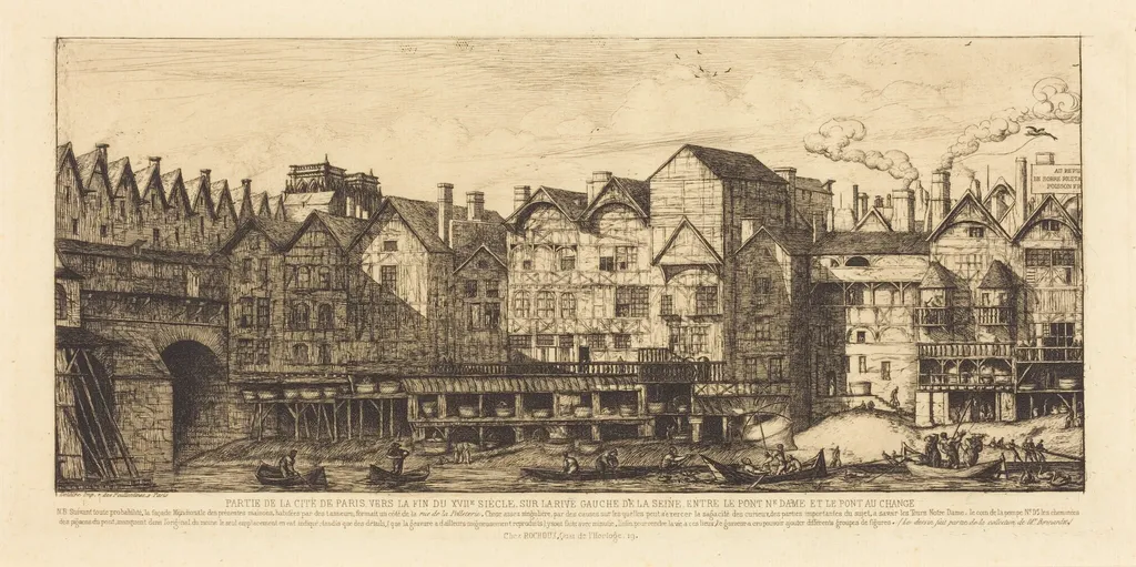 Partie de la Cité vers la fin du XVIIe siècle (View of the City of Paris Towards the Close of the XVIIth Century), by Charles Meryon, ink, 1861