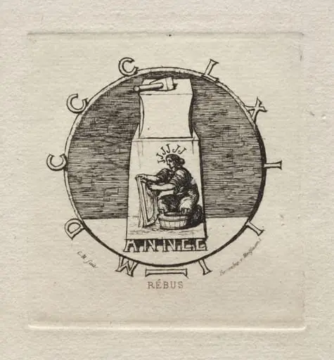 Rebus:  "Here lies the ancient vendetta", by Charles Meryon