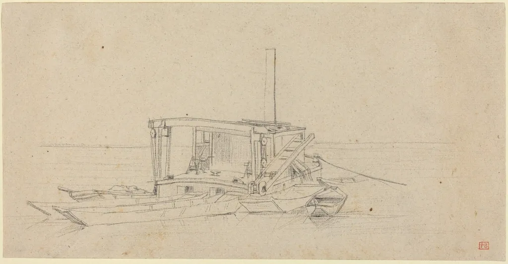 River Dredges and Lighters, by Charles Meryon, graphite, 1850