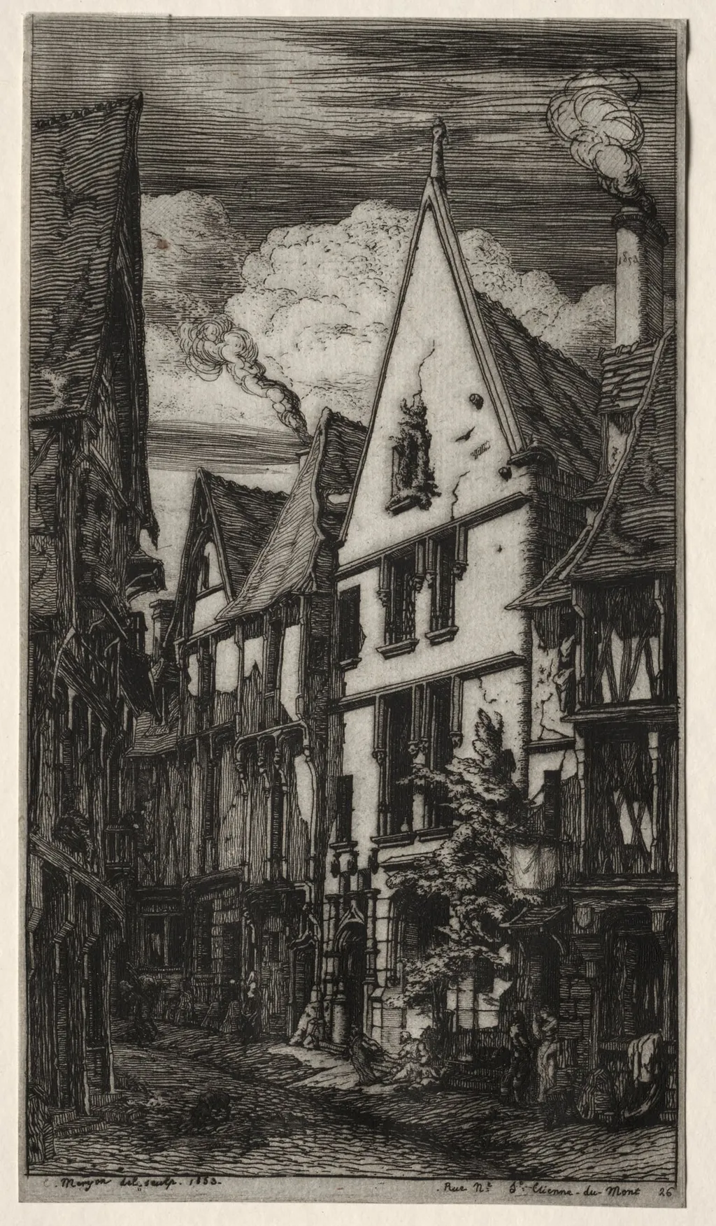 Rue des Toiles, Bourges, by Charles Meryon, 1853