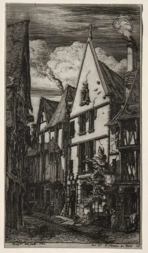 Rue des Toiles, Bourges, by Charles Meryon