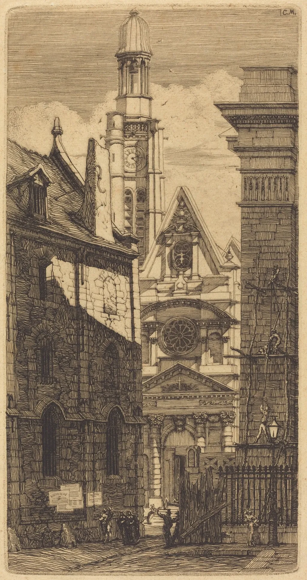 Saint-Etienne-du-Mont, Paris (Church of St. Stephen of the Mount, Paris), by Charles Meryon, ink, 1852