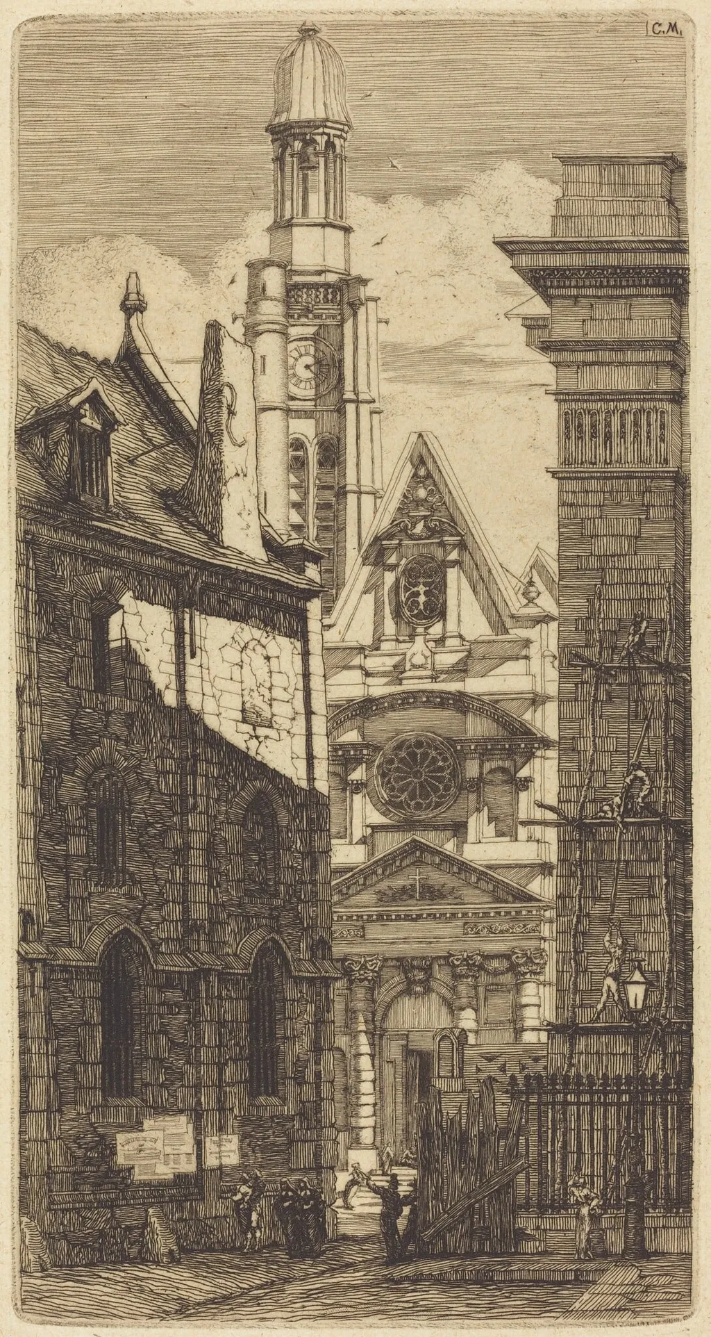 Saint-Etienne-du-Mont, Paris (Church of St. Stephen of the Mount, Paris), by Charles Meryon, ink, 1852