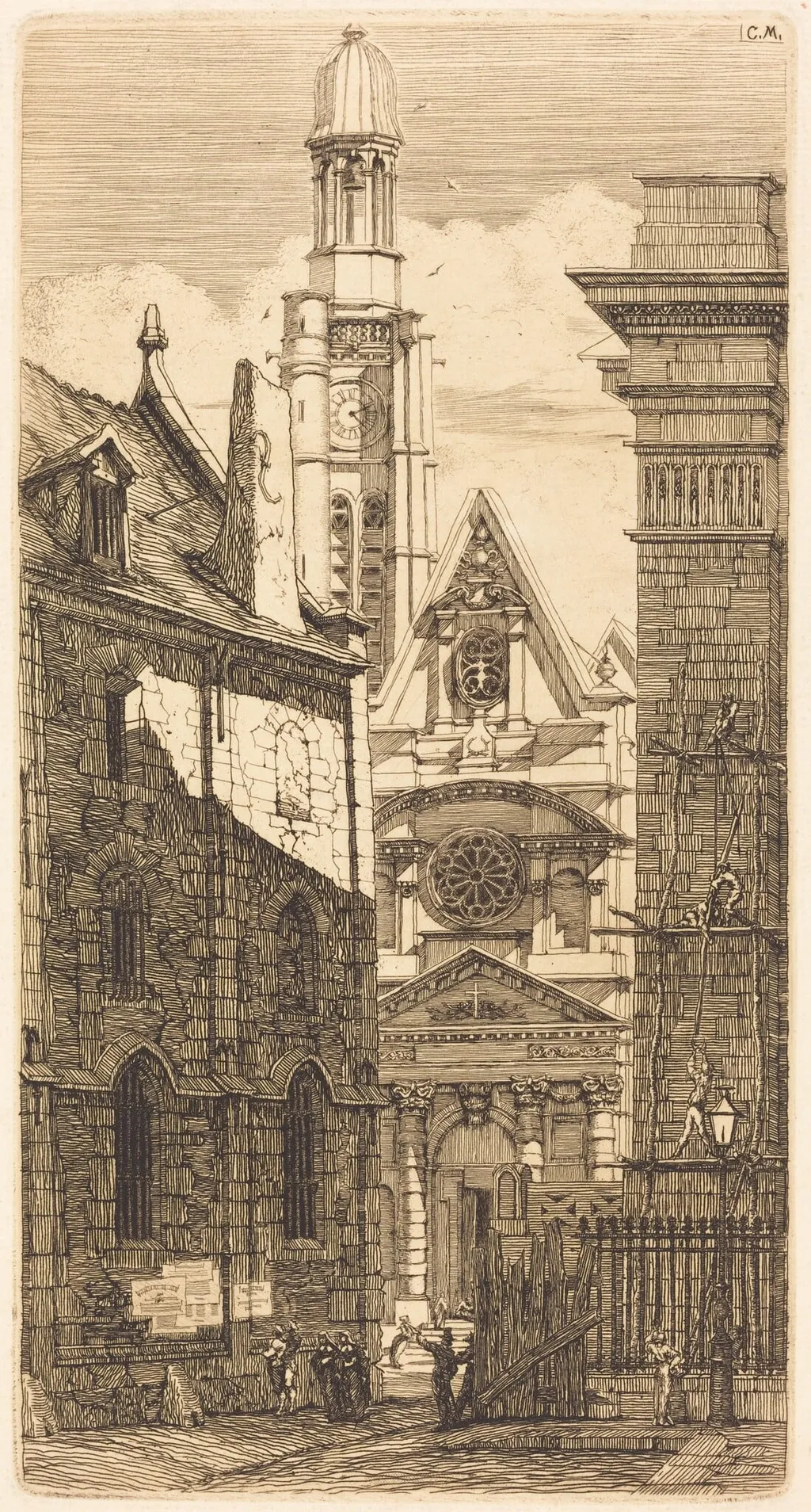 Saint-Etienne-du-Mont, Paris (Church of St. Stephen of the Mount, Paris), by Charles Meryon, ink, 1852