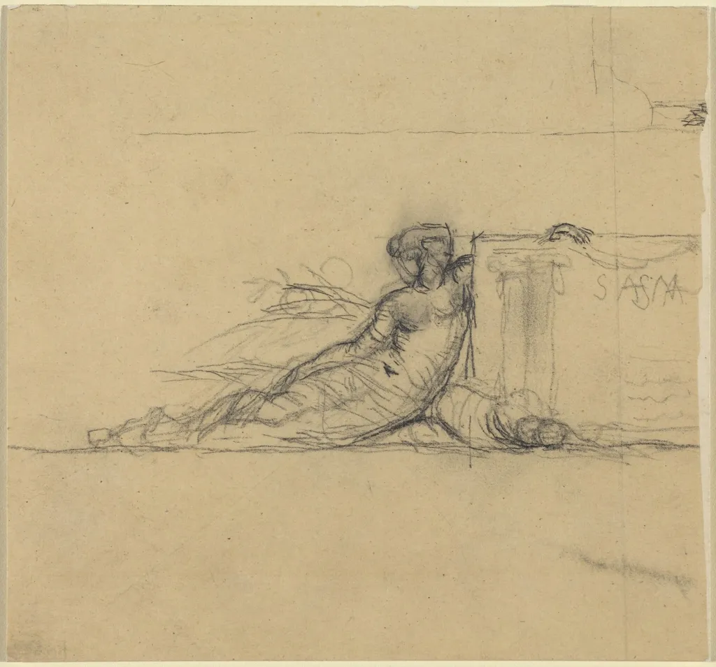 Seated Female Figure for "San Francisco", by Charles Meryon, graphite, 1856
