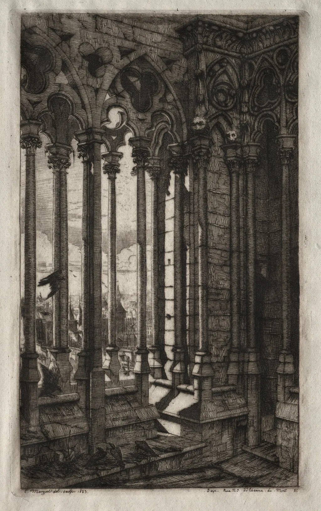 The Etchings of Paris: The Gallery of Notre Dame, by Charles Meryon, 1853