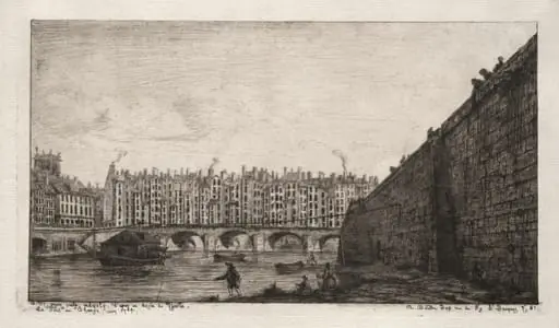 The Exchange Bridge, Paris, about 1784, by Charles Meryon