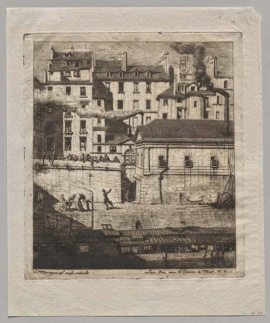 The Mortuary, Paris, by Charles Meryon, 1854