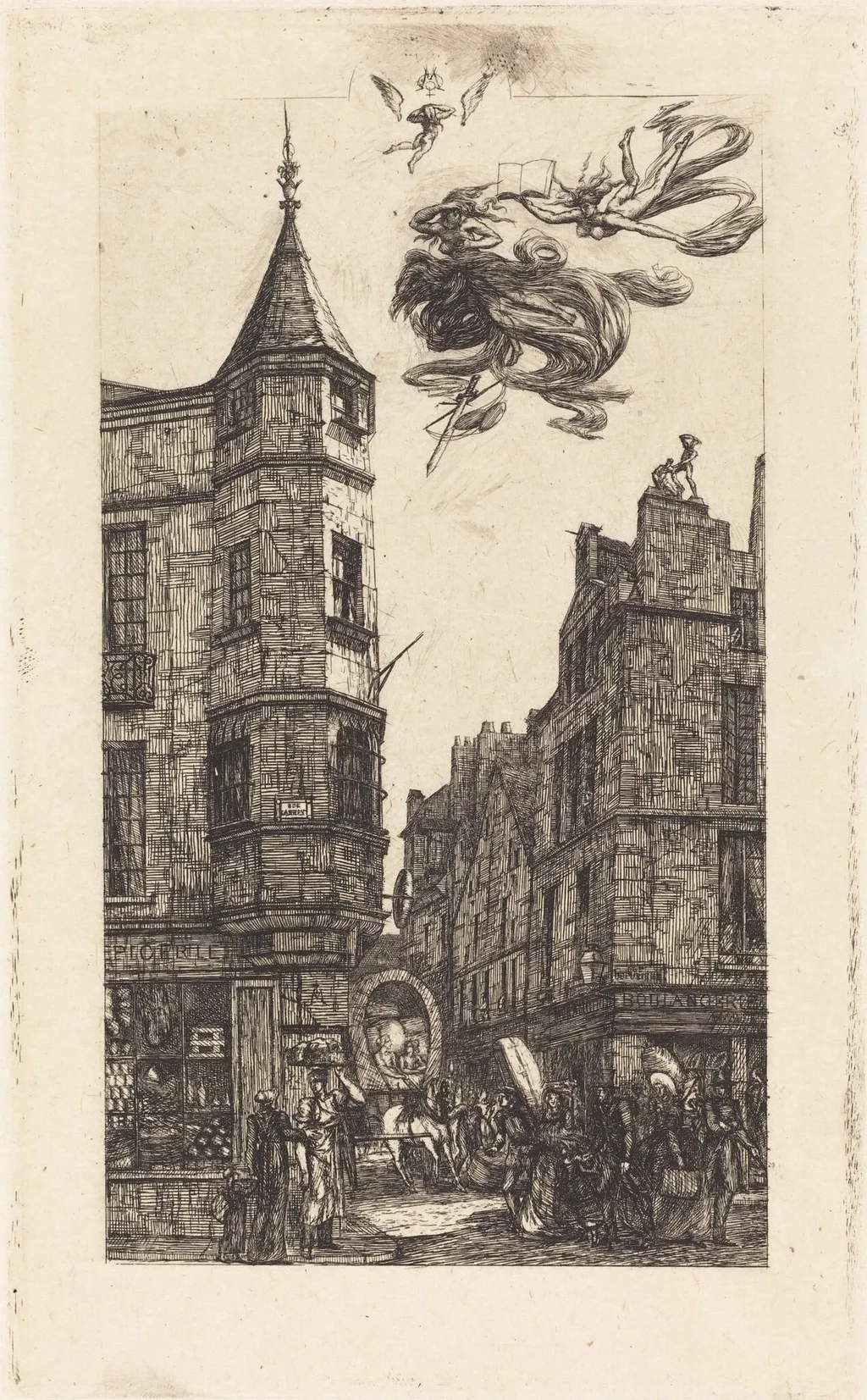 Tourelle, Rue de l'École de Médecine, 22, Paris (House with a Turret, No. 22, Street of the School of Medecine, Paris), by Charles Meryon, ink, 1861