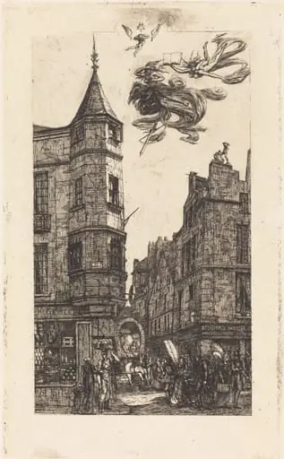 Tourelle, Rue de l'École de Médecine, 22, Paris (House with a Turret, No. 22, Street of the School of Medecine, Paris), by Charles Meryon
