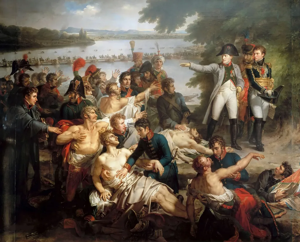 Napoleon's Return to the Island of Lobau After the Battle of Essling, by Charles Meynier, oil, 1812