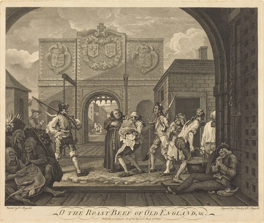 The Gate of Calais, or The Roast Beef of Old England, by Charles Mosley, ink, 1748