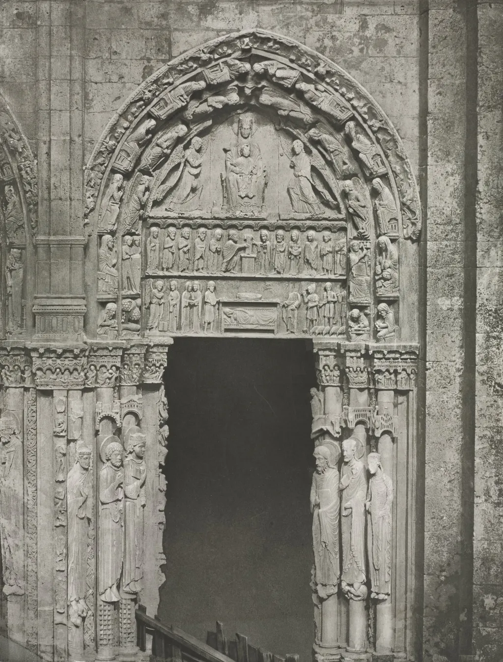 Chartres Cathedral: Right Door of the Royal Portal with Our Lady of Chartres, by Charles Nègre, 1857