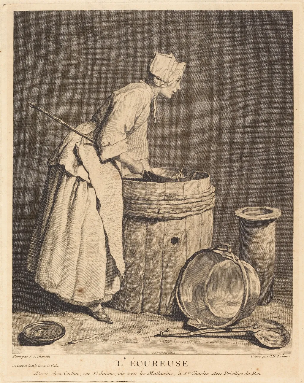 L'Ecureuse, by Charles-Nicolas Cochin I, ink, 1740