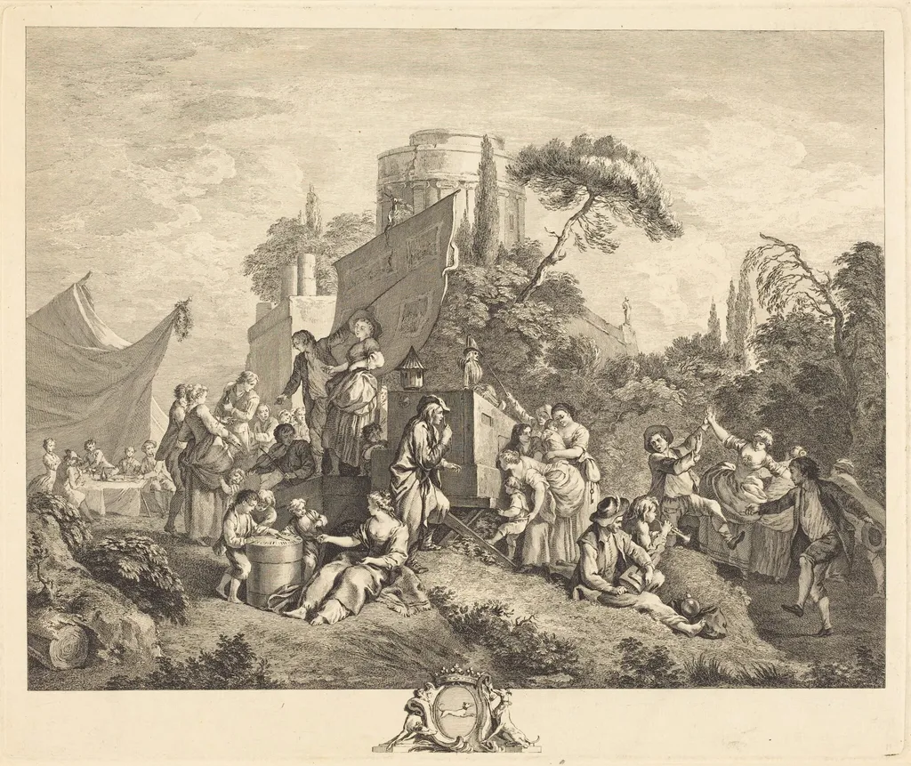 Village Fair, by Charles-Nicolas Cochin I, ink, 1740