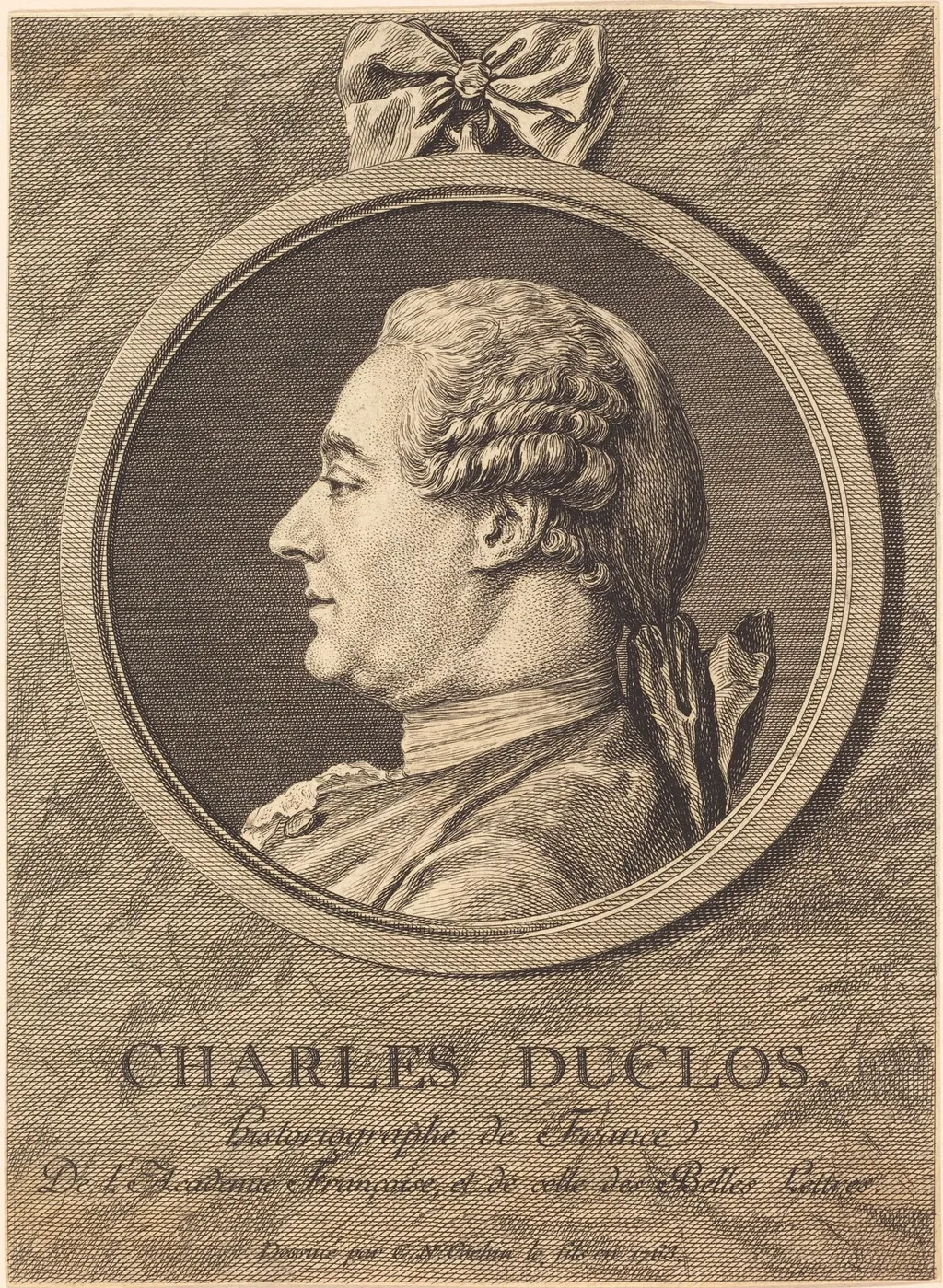 Charles Duclos, by Charles-Nicolas Cochin II, ink, 1763