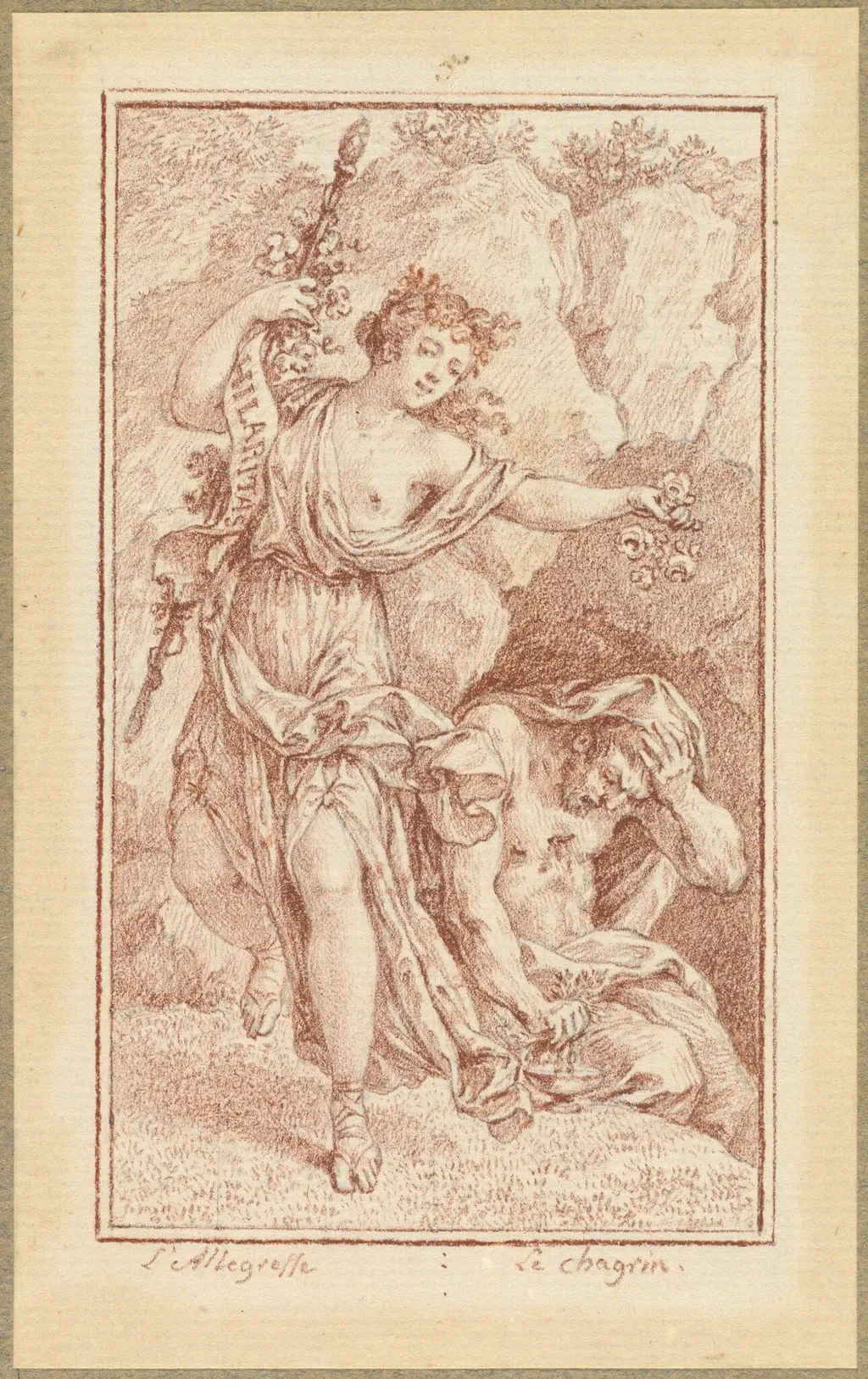 Gaiety and Grief, by Charles-Nicolas Cochin II, chalk, 1774