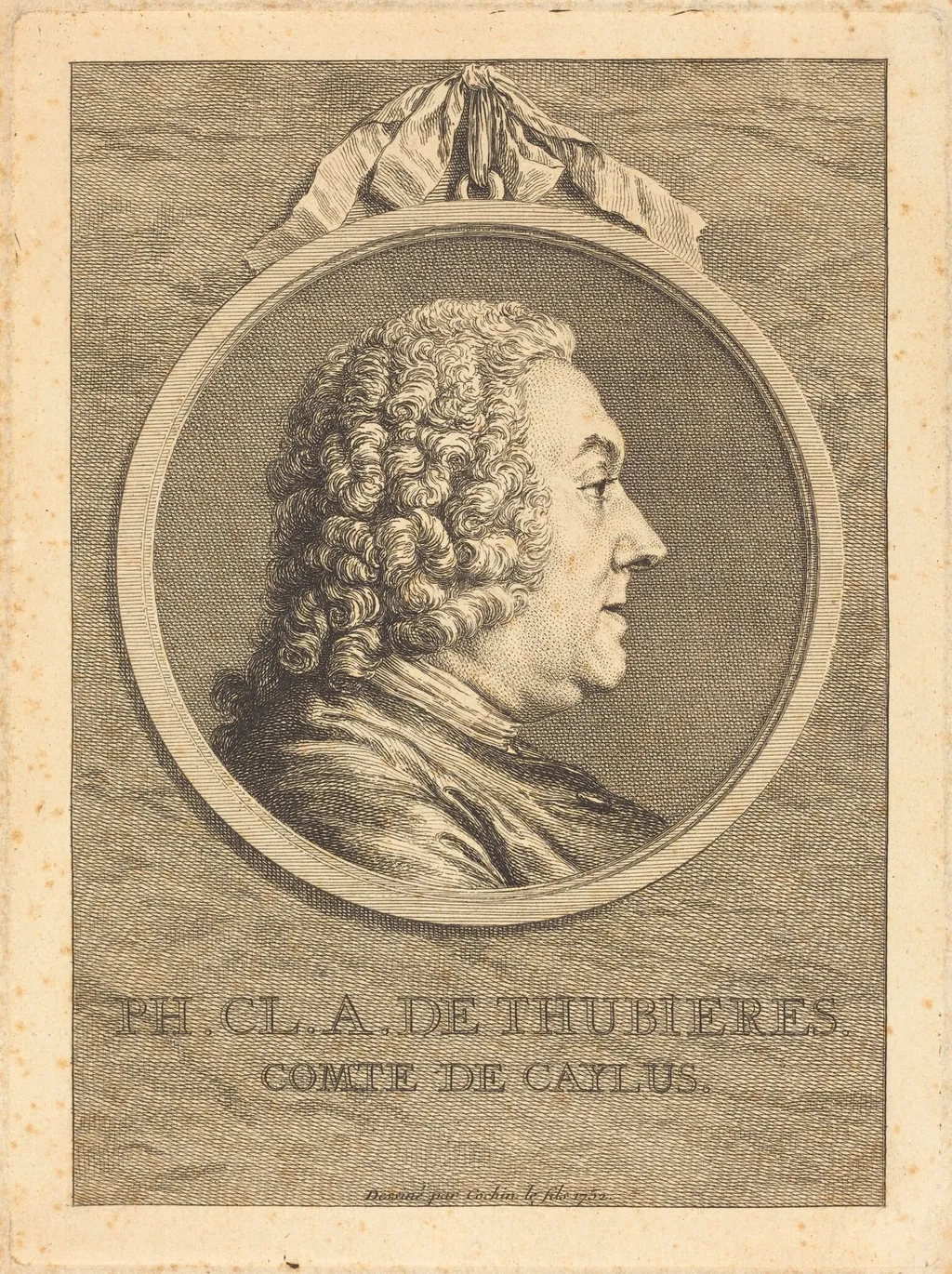 Ph.Cl.A. de Thubieres, Comte de Caylus, by Charles-Nicolas Cochin II, ink, 1752