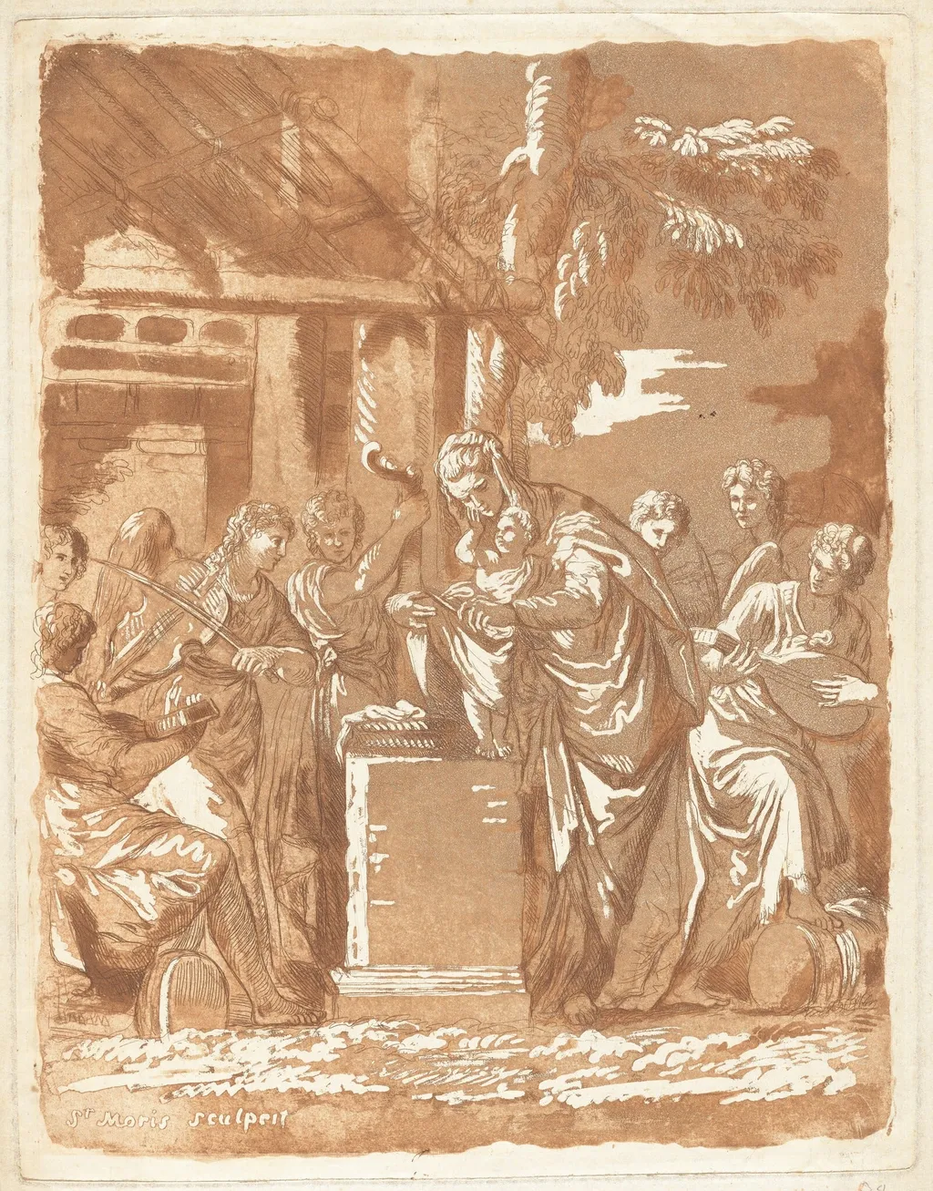 Concert des Anges autour de l'enfant Jesus (Concert of Angels around the Infant Jesus), by Charles-Paul-Jean-Baptiste de Bourgevin Vialart de Saint-Morys, ink, 1774