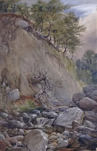 Bed of a mountain torrent, North Wales, by Charles Philip Slocombe