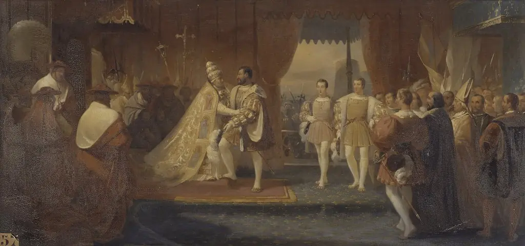 Meeting of Francis I and Pope Clement VII in Marseilles on 13 October 1533, by Charles-Philippe Larivière