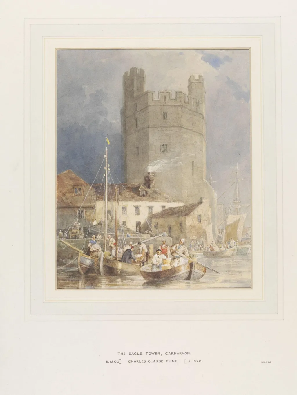 Eagle Tower, Carnarvon, by Charles Pyne, watercolor, 1850