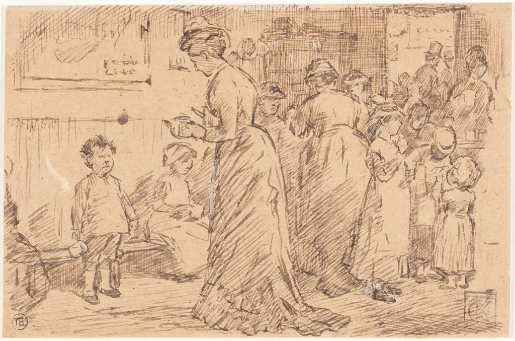 A Station Buffet, by Charles Samuel Keene, ink, 1857