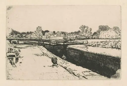 Lock on the Canal Near Watford, by Charles Samuel Keene