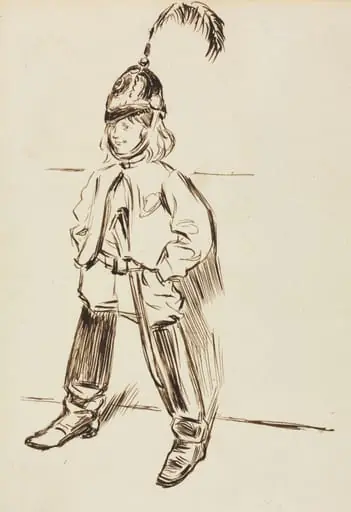 Study of a Child in Helmet and Boots, by Charles Samuel Keene