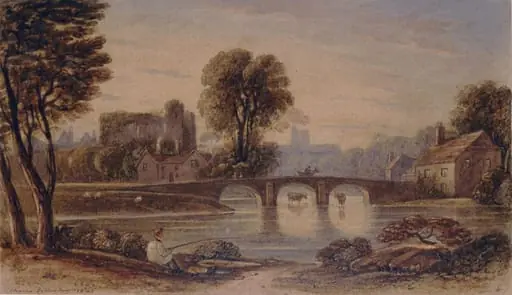 Landscape with bridge, by Charles Smith Varley