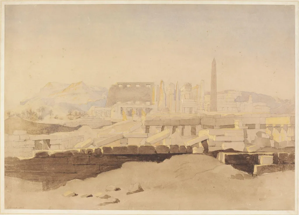 Temple at Carnak: Thebes, by Charles Somers Somers-Cocks, watercolor, 1842
