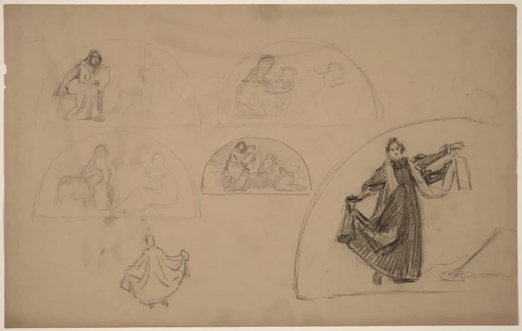 Studies for a Lunette, by Charles Sprague Pearce, crayon, 1894