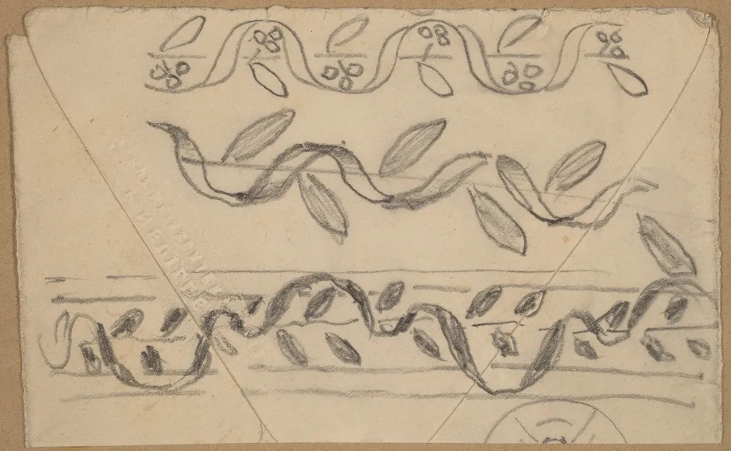 Studies for Border Designs, by Charles Sprague Pearce, graphite, 1894